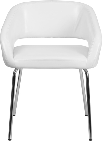 Flash Furniture Fusion Series LeatherSoft Gepolsterter Side Reception Chair Retro Gepolsterter Loungesessel für Wohnzimmer oder Büro, Weiß Bild 7