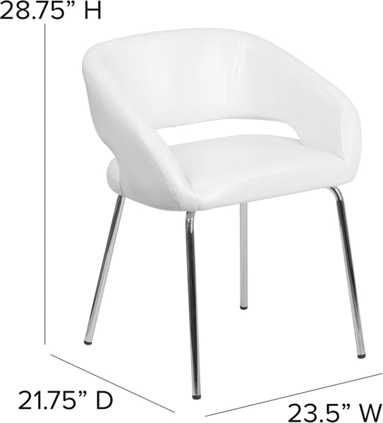 Flash Furniture Fusion Series LeatherSoft Gepolsterter Side Reception Chair Retro Gepolsterter Loungesessel für Wohnzimmer oder Büro, Weiß Bild 3
