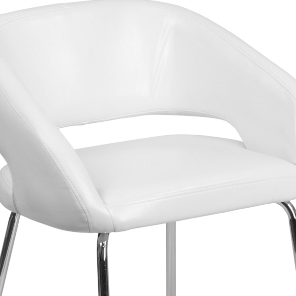 Flash Furniture Fusion Series LeatherSoft Gepolsterter Side Reception Chair Retro Gepolsterter Loungesessel für Wohnzimmer oder Büro, Weiß Bild 9