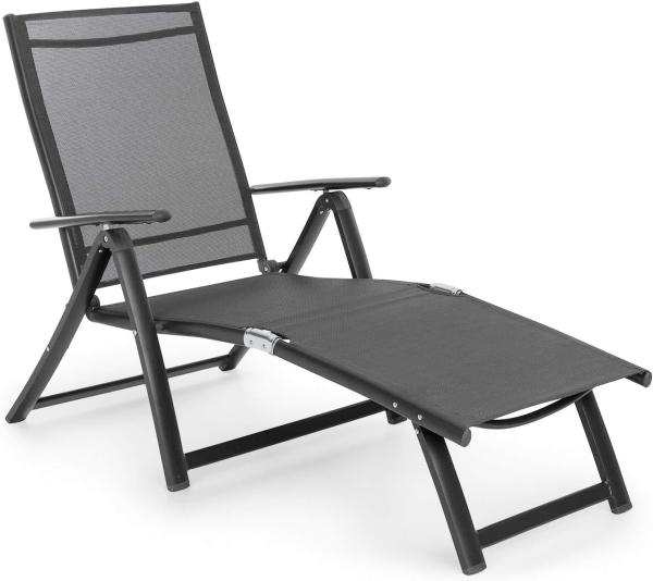 Pomporto Lounge Liegestuhl 70/30 PVC/PE Aluminium 7-Stufen Anthrazit Anthrazit