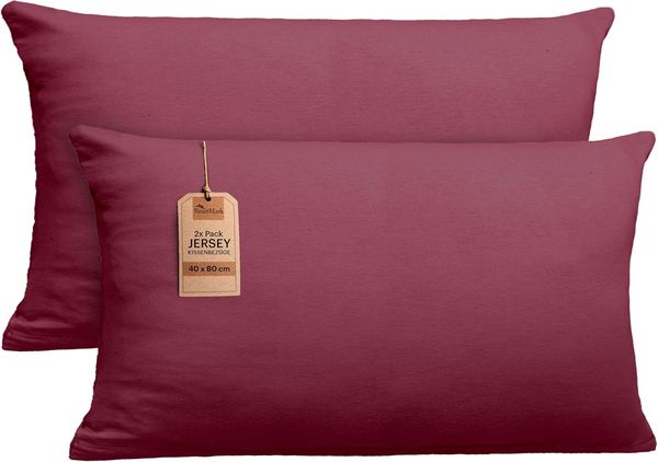 NatureMark 2er Pack Jersey Kissenbezug Kissenhülle Kissenbezüge Seitenschläferkissen Nackenkissen viele Größen und Farben ÖKO-TEX (40x80 cm, Bordeaux rot)