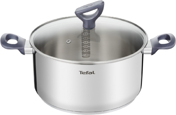 Tefal Kochtopf Daily Cook, Edelstahl (2-tlg), 20 cm, Ausgießhilfe, Messmarkierungen, Induktion, backofenfest