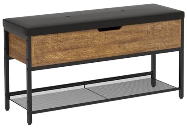 Mondeer Schuhbank Aufbewahrungsbank (2 Etagen), mit Verstellbarem Regal, mit gepolstertem Sitz und verdeckter Lagerung