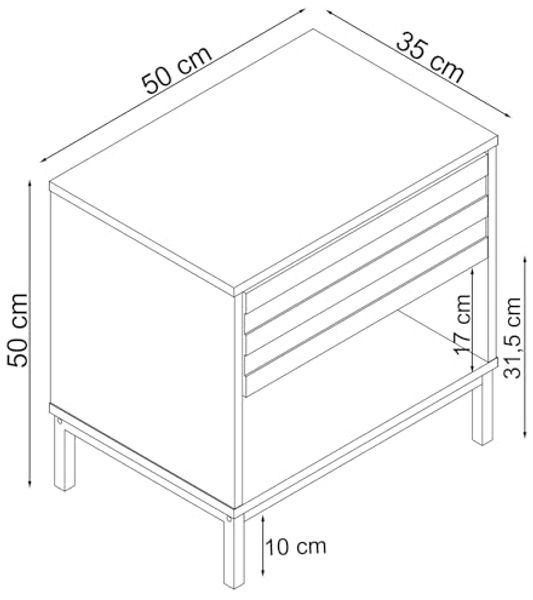 loft24 Nachtschrank Cecilie Nachttisch mit Schublade, Metallgestell Bild 3