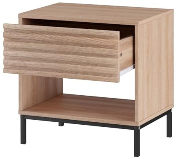 loft24 Nachtschrank Cecilie Nachttisch mit Schublade, Metallgestell Bild 5