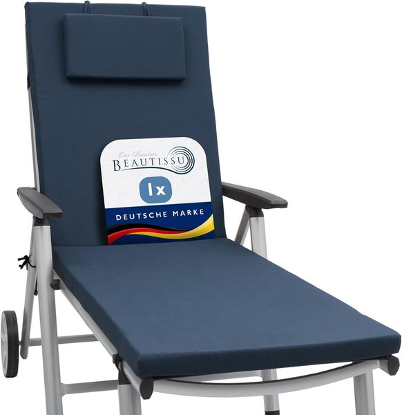 Beautissu Rollliegenauflage Loft RL 200 x 60 x 5 cm Dunkelblau