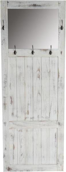 Garderobe Wandgarderobe mit Spiegel Wandhaken 180x65x7cm, Shabby-Look, Vintage ~ weiß