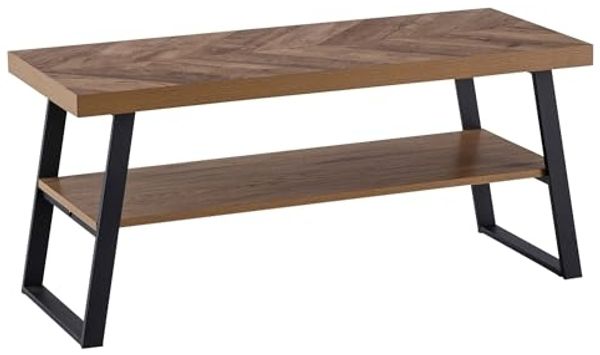 KADIMA DESIGN Sitzbank Schuhbank 100x41x40 cm Garderobenbank Eiche-Dekor, Sitzbank (Flurmöbel mit Ablage), Fischgrät-Muster Klein, Bank Schmal Flur mit Stauraum, Flurbank