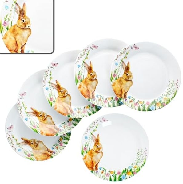 MamboCat Frühstücksteller 6x Osterfreude Kuchenteller Ø19,4cm Porzellan 6 Personen Hase