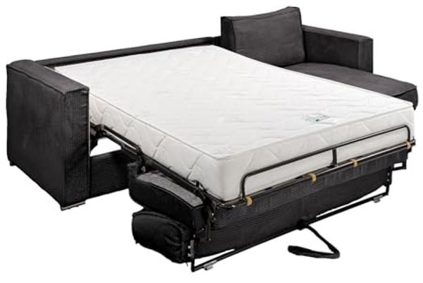 Vente-unique - LORETO Sofa SamtStoff Grau - B 223 cm152 cm x H 90 cm x L 298 cm Bild 3