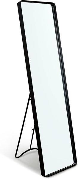 INtrenDU Standspiegel Garderobenspiegel Ganzkörperspiegel schwarz 115 cm x 30,5 cm x 4 cm, Zum Auftstellen und Aufhängen