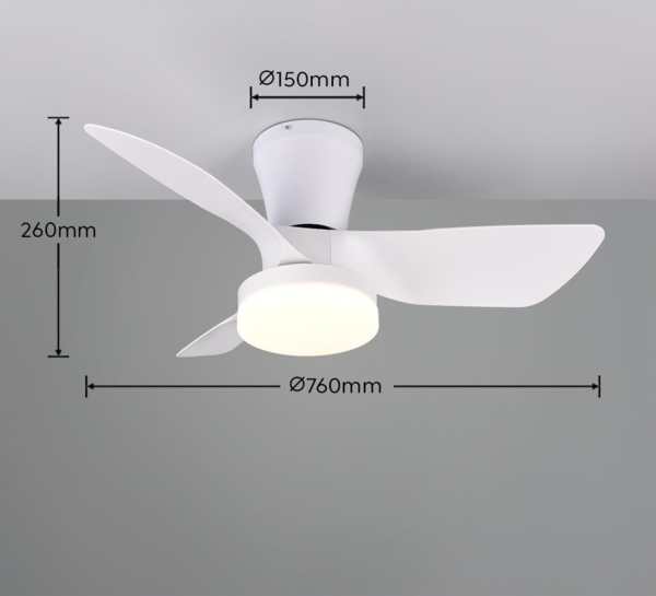 Reality Leuchten LED Deckenleuchte RANDERS mit Ventilator, Deckenventilator mit Licht inkl Fernbedienung, Ventilatorfunktion, LED fest integriert, warmweiß - kaltweiß, 6 Geschwindigkeiten Timer Vor- & Rücklauf LED dimmbar CCT Nachtlicht Bild 7