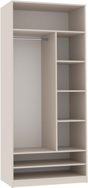 Marmex Möbel TRES 02C Kleiderschrank 90 cm ohne Türen mit Kleiderstange, Kleiderschrank mit Einlegeböden, offen Garderobe, laminierte Spanplatte, graubeige cashmere, 90x206x51 cm