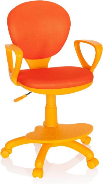 hjh OFFICE 671008 Kinderdrehstuhl Kid Colour Stoff Orange Schreibtischstuhl Kinder, Fußablage & Sitzfläche höhenverstellbar