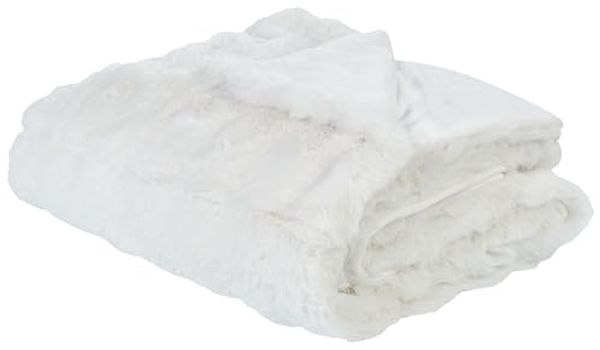 Beliani 'SALKA' Kuscheldecke, Webpelz / Mikrofaser weiß, 200 x 220 cm