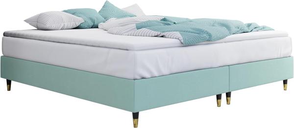 Boxspringbett Sauro Gold für Wandpaneel, Mint, 160 x 200 cm