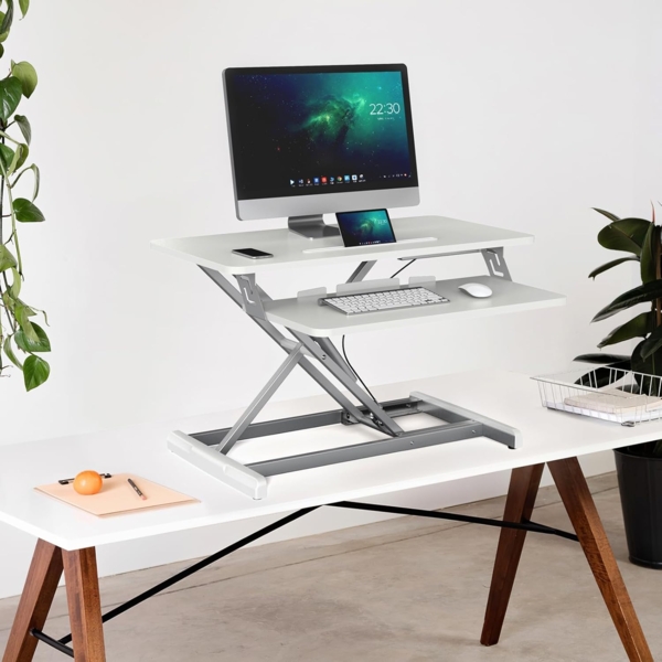 SVITA Schreibtischaufsatz BUSAN, Monitorerhöhung, Schreibtischerhöhung, Steh-Arbeitsplatz, Weiß Bild 2