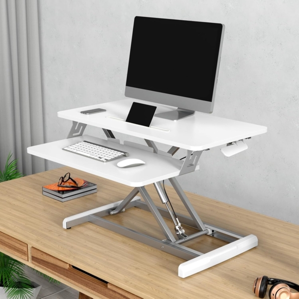 SVITA Schreibtischaufsatz BUSAN, Monitorerhöhung, Schreibtischerhöhung, Steh-Arbeitsplatz, Weiß Bild 4