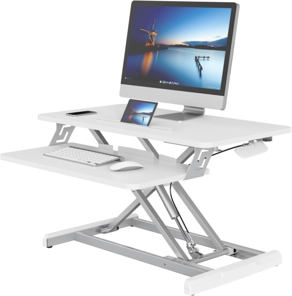 SVITA Schreibtischaufsatz BUSAN, Monitorerhöhung, Schreibtischerhöhung, Steh-Arbeitsplatz, Weiß Bild 3