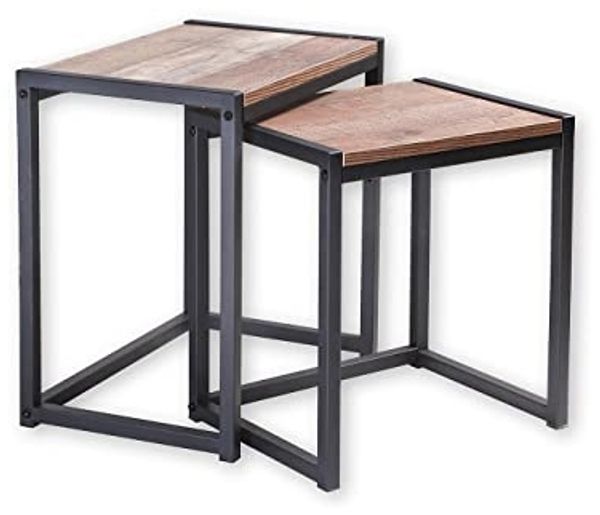 Set de 2 Tables basses Gigognes décor Chêne et métal Noir - Riverside