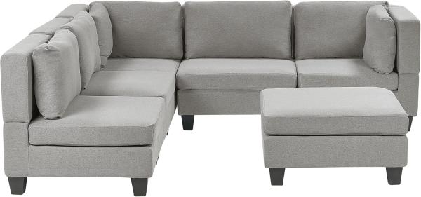 Beliani 'Unstad' Sofa, Hellgrau, Stoff, 72 x 228 x 228 cm, mit Ottomane, Rechts