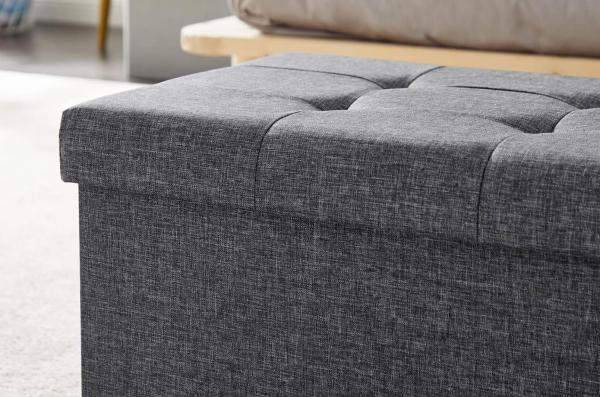 Zedelmaier Sitzbank mit Stauraum Polsterbank Sitzhocker Sitztruhe belastbar bis 300 kg 76 x 38 x 38 cm(Leinen - Dunkelgrau) Bild 5