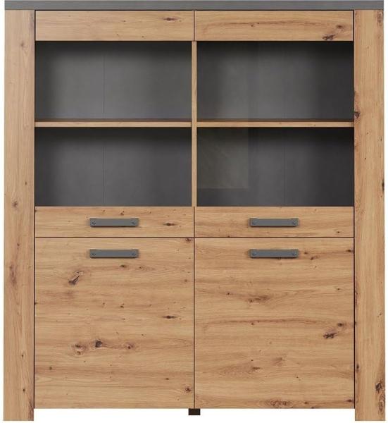 Highboard Follow in Eiche Artisan und grau 127 x 139 cm