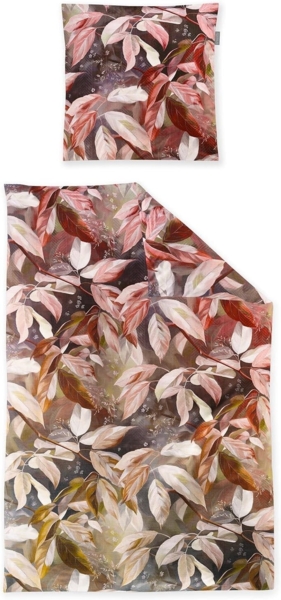 Irisette Zobel Flausch Cotton Bettwäsche 155x220 Blätter Herbst braun grün 8638-90