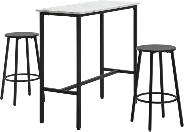 HOMCOM Bargruppe Bartisch mit Barhocker Set, 3-teiliges Bartisch Set für Esszimmer, (3-tlg)