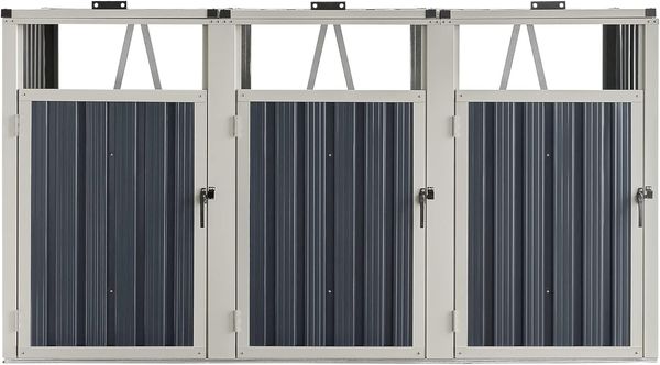 Mülltonnenbox Tarbek für 3 Tonnen Stahl verzinkt Anthrazit 121x219x82cm [en. casa] Bild 4