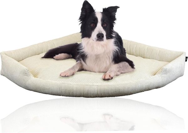 Rohrschneider Tierbett XXL Eck-Hundebett für große Hunde aus Cordstoff, Hundekissen