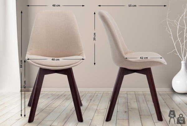 CLP Esszimmerstuhl Borneo Stoff mit Polsterung,creme walnuss Bild 3