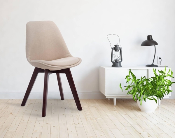 CLP Esszimmerstuhl Borneo Stoff mit Polsterung,creme walnuss Bild 2