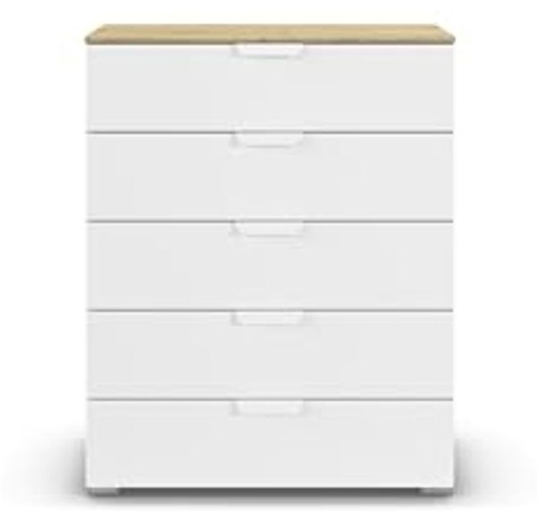 rauch Aditio Box, Kommode, 5 Schubladen, mit Softclose-Funktion, Farbe Weiß/Eiche Artisan, BxHxT 80x100x43cm Bild 6