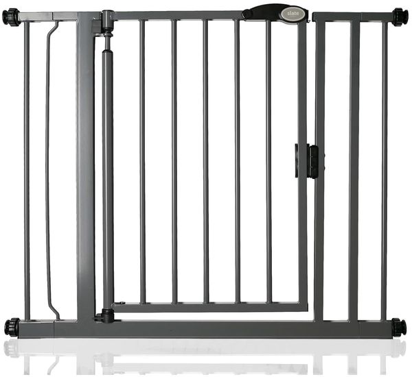 Safetots Druckmontage Selbstschließendes Treppengitter, 89.4cm - 96.4cm, Schiefergrau, Automatisch Schließendes Babygitter, Sicherheitsbarriere für Kleinkinder, Einfache Installation