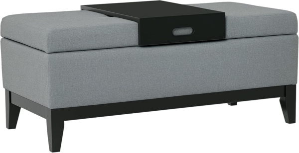 HOMCOM Sitzbank mit Stauraum Polsterbank Sitzhocker belastbar bis 120 kg mit Aufbewahrungsbox abnehmbar Polsterbank Schaumstoff laminierte Platte Birkenholz Dunkelgrau+Schwarz 107 x 50 x 44 cm