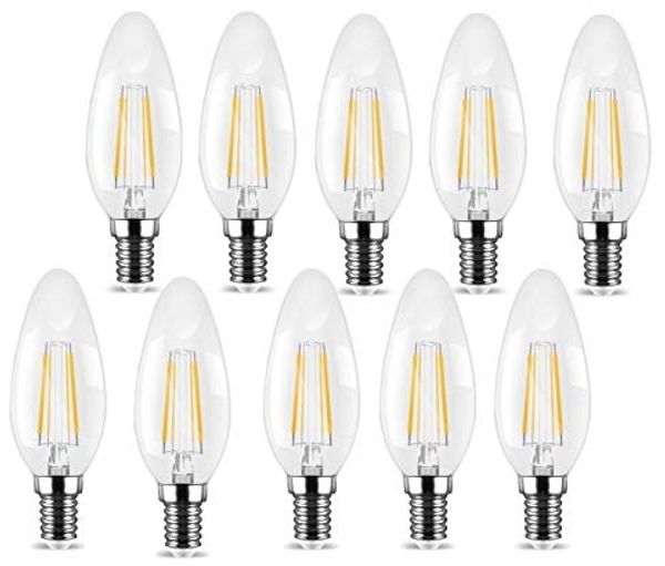 10 Stk. 4w LED Candle Filament Leuchtmittel klarglas E14 kleines Gewinde| C35|Kaltweiß|470 Lumen