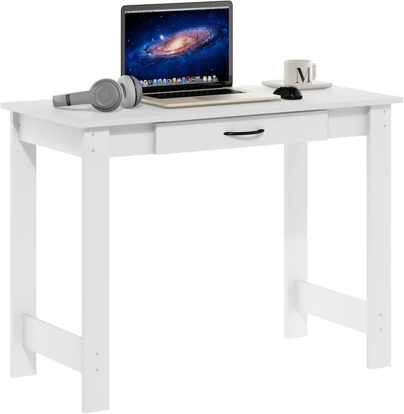 Furinno JAYA Schreibtisch mit Schublade, Weiß