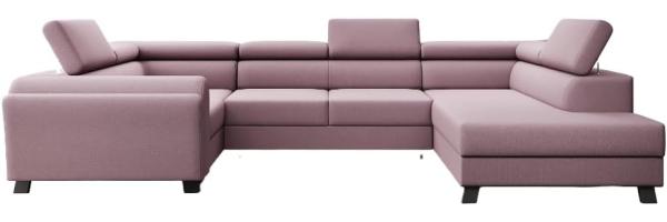 Designer Sofa Emilio mit Schlaf- und Klappfunktion Stoff Rosé Rechts