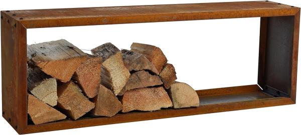 Kaminholzregal Brennholzregal Edelrost 115x40x25 cm Holzregal Rost Cortenstahl Bild 3