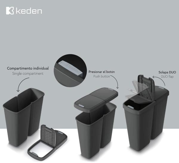 monzana Mülleimer, Mülleimer Küche 50L Abfalleimer Mülltrenner Büro Papierkorb Bild 3