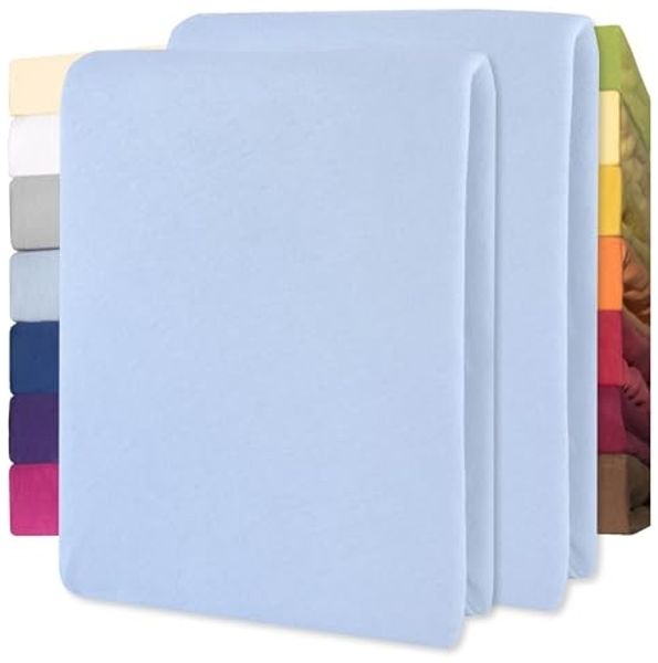 CelinaTex Jersey Spannbettlaken Lucina für Kids Dreierpack 60x120-70x140 cm Aqua blau 100% Baumwolle gekämmt superweich Oeko-TEX