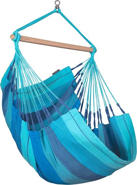 La Siesta Hängesessel HABANA Basic lagoon blau Lounger aus Bio-Baumwolle Hängematte Hängestuhl