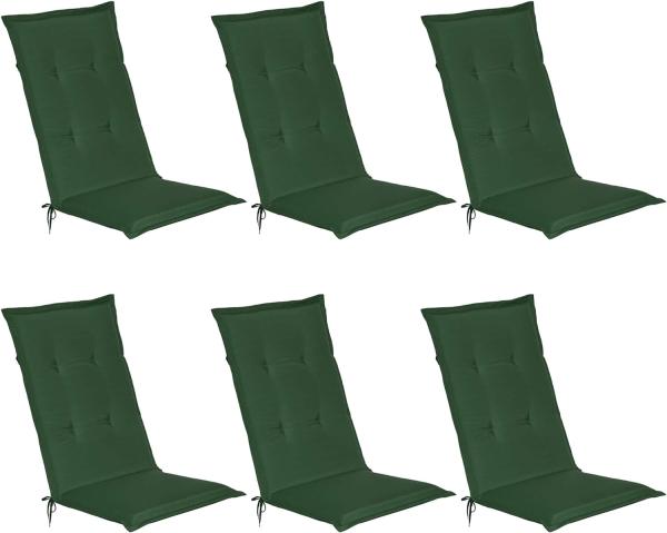 6er Set Beautissu Hochlehner Auflage Loft HL 120 x 50 x 6 cm dunkelgrün