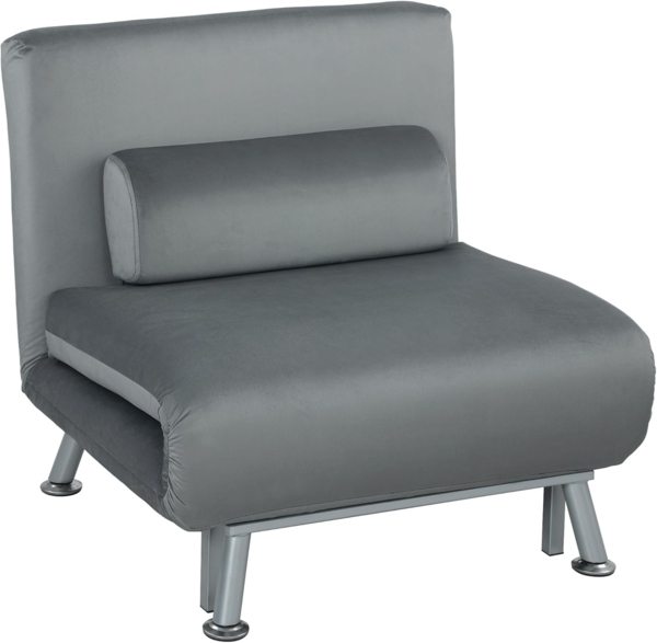 HOMCOM Sessel mit Bettfunktion, Rückenkissen (klappbarer Relaxsessel, 1-St, Klappsessel), bis 150 kg belastbar, für Wohnzimmer, Grau