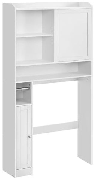 Vasagle Toilettenregal mit Schiebetür, Holzwerkstoff weiß, 25 x 83 x 170 cm