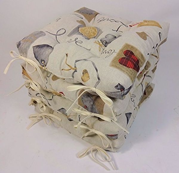 Rattani Sitzkissen Set 4 x Stuhlkissen Sitzkissen Klara 42 x 42 cm Love