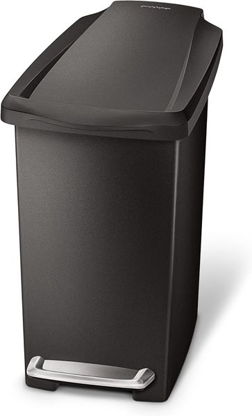 Simplehuman 10L schlanker Treteimer, schwarzer Kunststoff