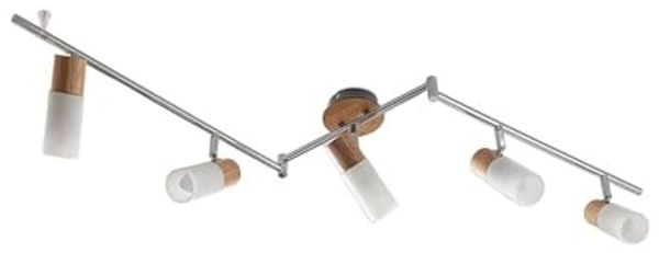 Lindby Deckenstrahler Christoph, Holz Chrom IP20, 5 x 4,5 W LED