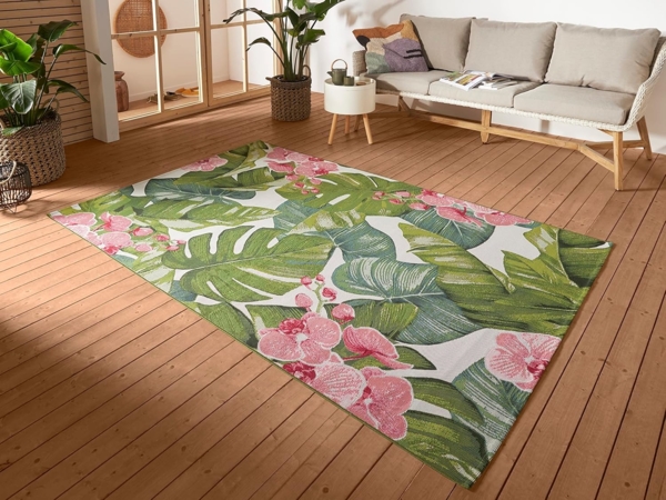 Hanse Home Tropical In- & Outdoor Teppich – Flachgewebe Aussenteppich, Jungel Florales Palmen Design, ÖKO-TEX Wetterfest & UV-beständig für Balkon, Terrasse, Garten, Wohnzimmer - Bunt, 160x235 cm